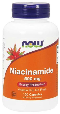 NOW® Foods NOW Vitamin B3 Nikotinamid (niacinamid), 500 mg, 100 kapslí