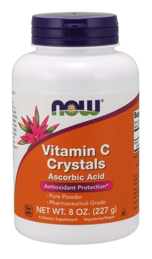NOW® Foods NOW Vitamin C Crystals, kyselina askorbová bez GMO, čistý prášek, 227 g