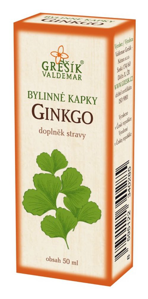 Grešík Ginkgo bylinné kapky na periferní oběhový systém 50 ml