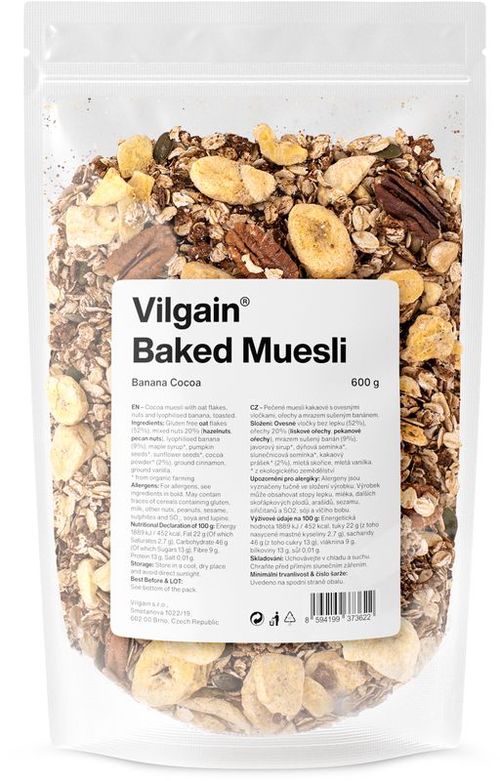 Vilgain Pečené muesli banán, kakao & škorica 600 g