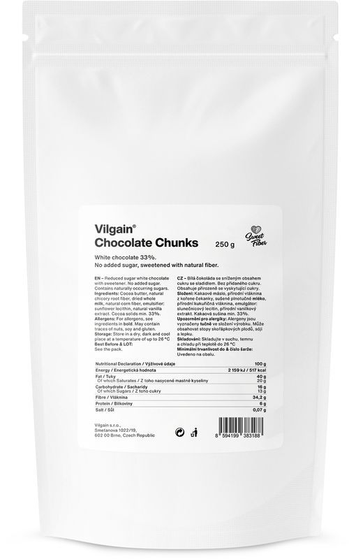 Vilgain Chocolate chunks biela čokoláda 250 g