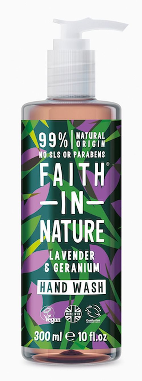 Faith in Nature - Antibakteriální tekuté mýdlo Levandule & Pelargonie, 400 ml