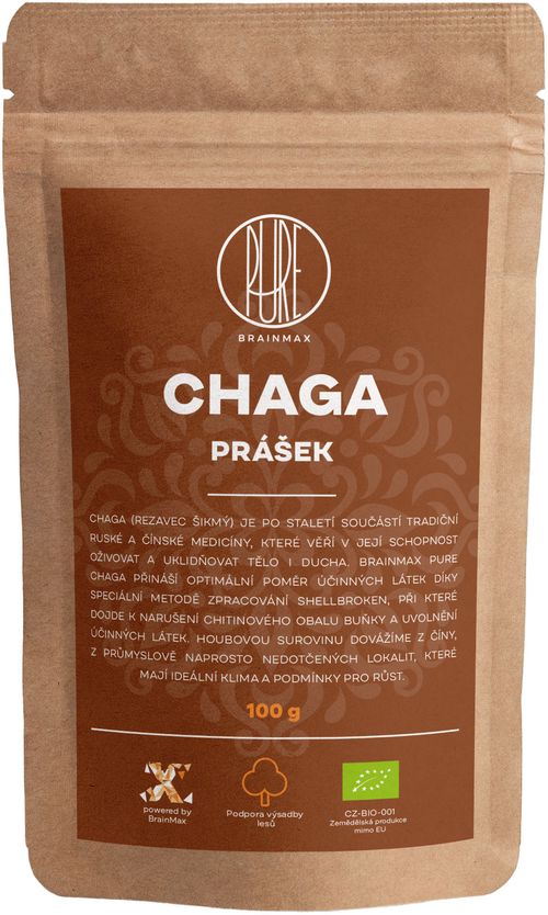 BrainMax Pure Chaga prášok, BIO 100g *CZ-BIO-001 certifikát