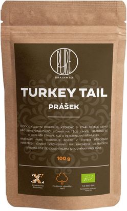 BrainMax Pure Turkey Tail prášok, BIO 100g *CZ-BIO-001 certifikát
