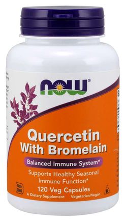 NOW® Foods NOW Quercetin & Bromelain, Kvercetín 800 mg, 120 rostlinných kapslí
