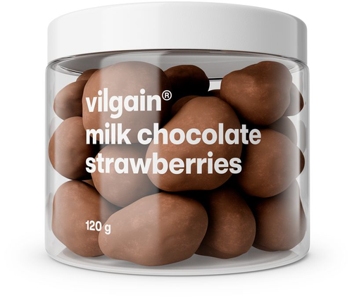 Vilgain Lyofilizované jahody v čokoláde – mliečna čokoláda 120 g