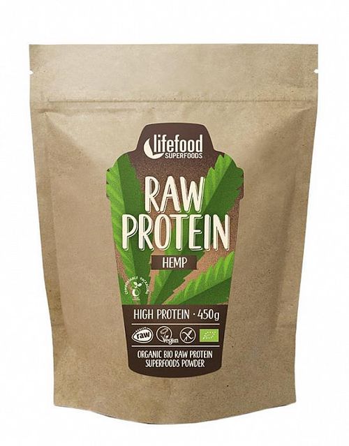 LifeFood - Konopný protein BIO, RAW, 450 g CZ-BIO-001 certifikát