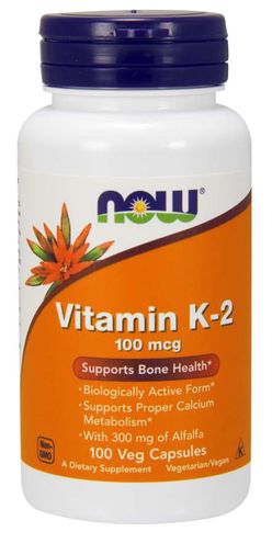 NOW® Foods NOW Vitamin K2 jako MK-4, 100 ug, 100 rostlinných kapslí