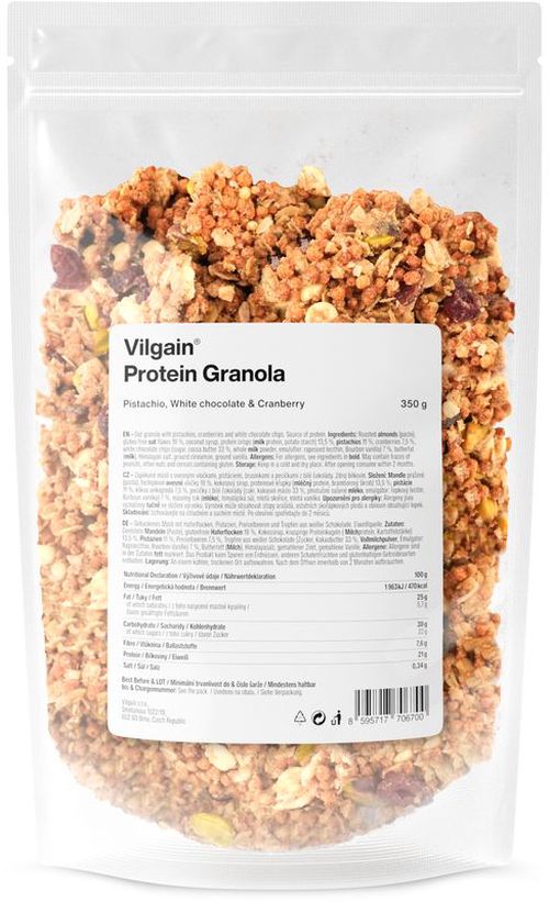 Vilgain Protein Granola Pistácie, biela čokoláda a brusnice 350 g