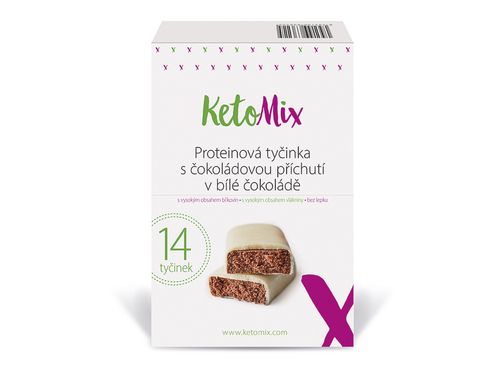 KetoMix Proteínová tyčinka s čokoládovou príchuťou v bielej čokoláde 14x40 g