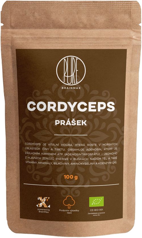 BrainMax Pure Cordyceps prášok BIO, 100g *CZ-BIO-001 certifikát