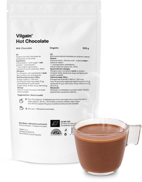 Vilgain Horúca čokoláda BIO mliečna 200 g