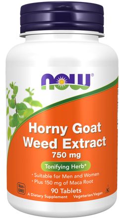 NOW® Foods NOW Horny Goat Weed Extract (Škornice extrakt), 750 mg, 90 tablet
