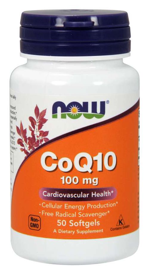 NOW® Foods NOW CoQ10 s vitamínem E, 100 mg, 50 softgelových kapslí