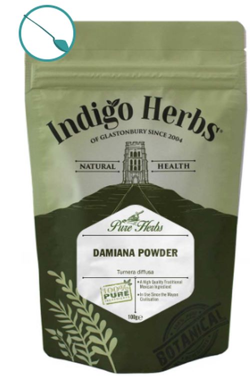 Indigo Herbs Damiana Powder, damiána prášok, 100 g