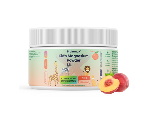 BrainMax Kid’s Magnesium Powder, Peach, 150 g