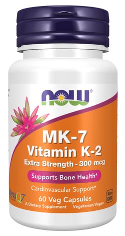 NOW MK-7 Vitamin K2, 300 mcg, Extra silný, 60 rostlinných kapslí