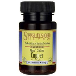 Swanson Copper Chelated (měď v chelátové vazbě), 2 mg, 60 kapslí