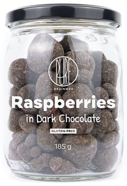 BrainMax Pure Raspberries in Dark Chocolate, lyofilizované maliny v hořké čokoládě, 185 g