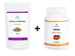 Balík Detox pečene (Pestrec mariánsky 3x 250g + Reishi 90 kapsúl)