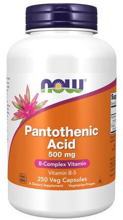 NOW® Foods NOW Panthoteic Acid B5 (kyselina pantothenová), 500 mg, 250 rostlinných kapslí