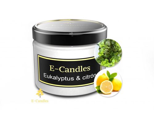 E-candles - Sójová svíčka Village, Eukalyptus & citrón, 200g
