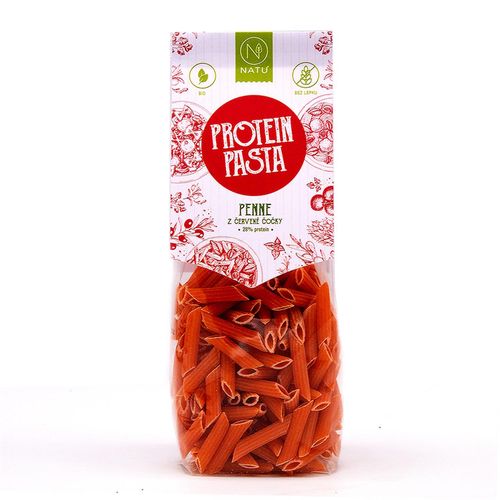 NATU - Protein pasta Penne z červené čočky BIO, 250g