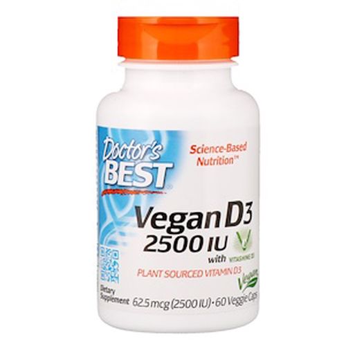Doctor's Best Doctor’s Best Vegan Vitamin D3, 2500 IU, 60 rastlinných kapsúl