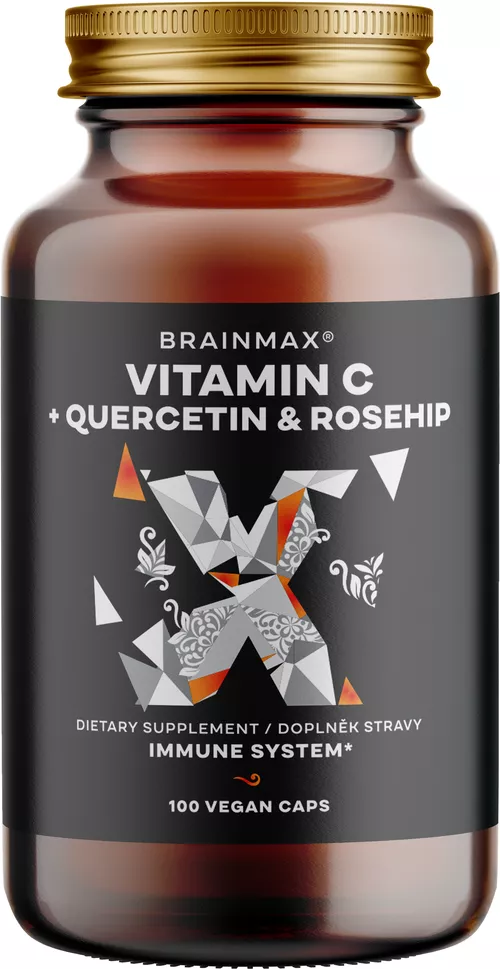 BrainMax Vitamin C & Quercetin, Rose Hip, 100 kapslí