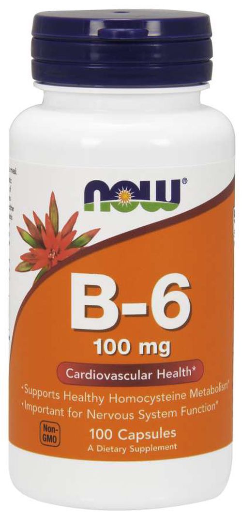 NOW® Foods NOW Vitamin B-6, 100 mg, 250 kapslí