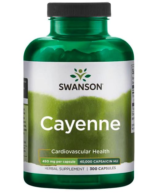 Swanson Cayenne (Kajenský pepř), 450 mg, 300 kapslí