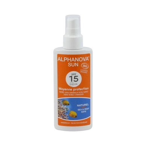 ALPHANOVA bio opaľovací krém v spreji SPF 15, 125 ml