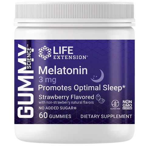 Life Extension Melatonin gummies 3 mg, jahoda, 60 gumových bonbónů