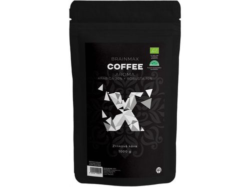 BrainMax Coffee Aroma (Arabica 30% + Robusta 70%), zrnková káva, BIO, 1000 g *CZ-BIO-001 certifikát