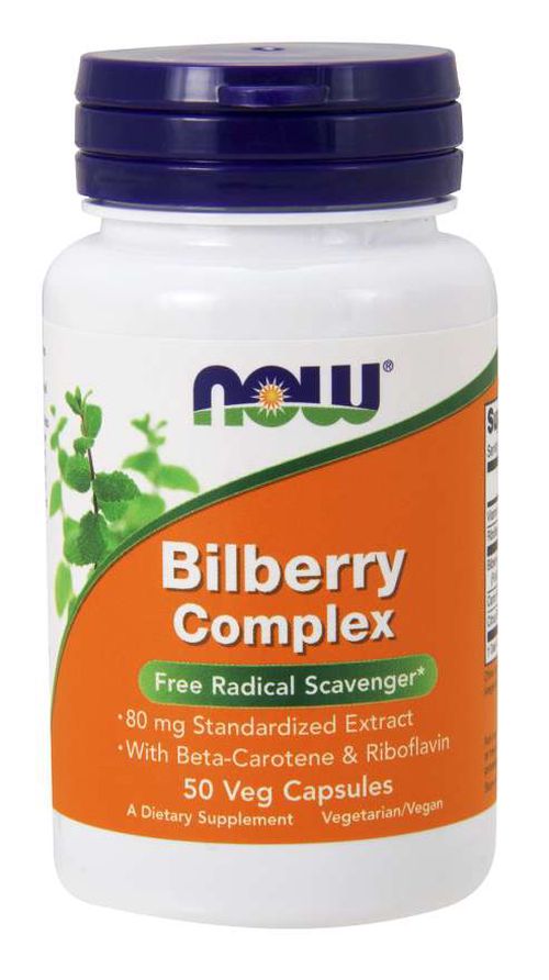 NOW® Foods NOW Bilberry complex (Borůvkový komplex), 80 mg, 50 rostlinných kapslí