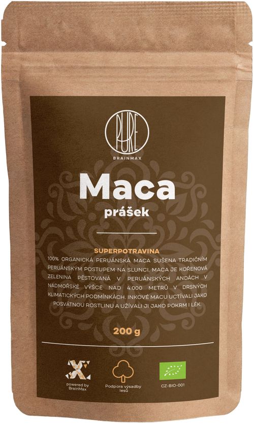 BrainMax Pure Maca želatinovaná BIO prášek, 150 g