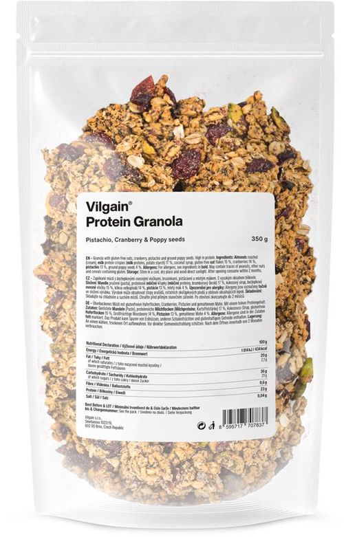 Vilgain Protein Granola pistácie, brusnice a mak