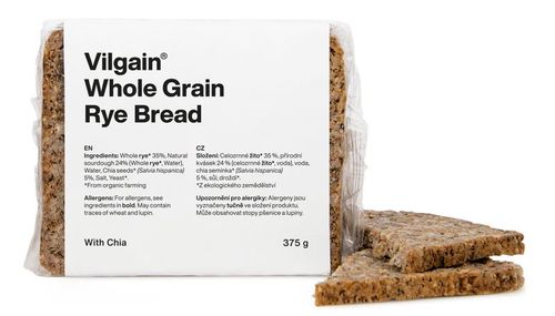 Vilgain Celozrnný ražný chlieb BIO s chia semienkami 375 g