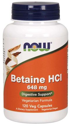 NOW® Foods NOW Betaine HCl, vegetariánský, 648 mg, 120 rostlinných kapslí
