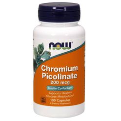 NOW® Foods NOW Chromium Picolinate, 200 mcg, 100 rostlinných kapslí