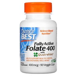Doctor's Best Fully Active Folate 400 s Quatrefolic (kyselina listová), 400 mcg, 90 rostlinných kapslí