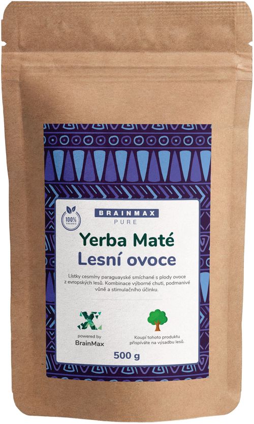 BrainMax Pure Organic Yerba Maté - lesné ovocie, 500 g