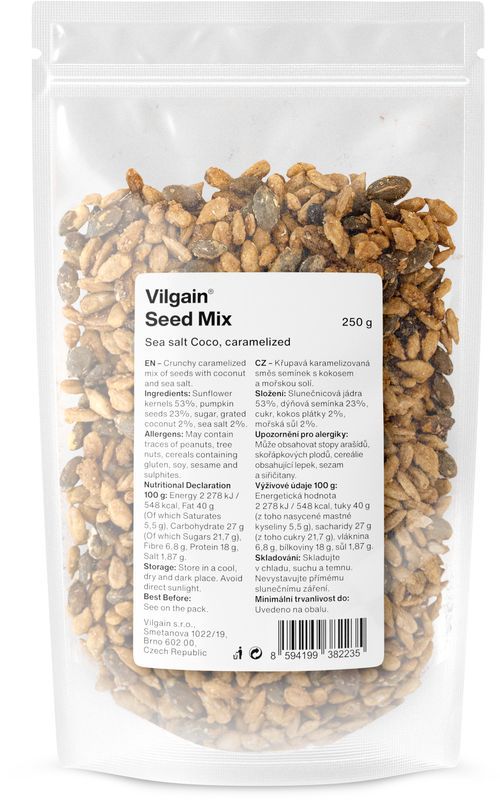 Vilgain Karamelizovaná zmes semienok Kokos s morskou soľou 250 g