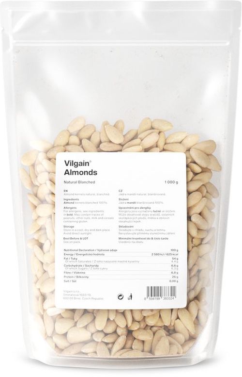 Vilgain Mandle natural blanšírované 1000 g