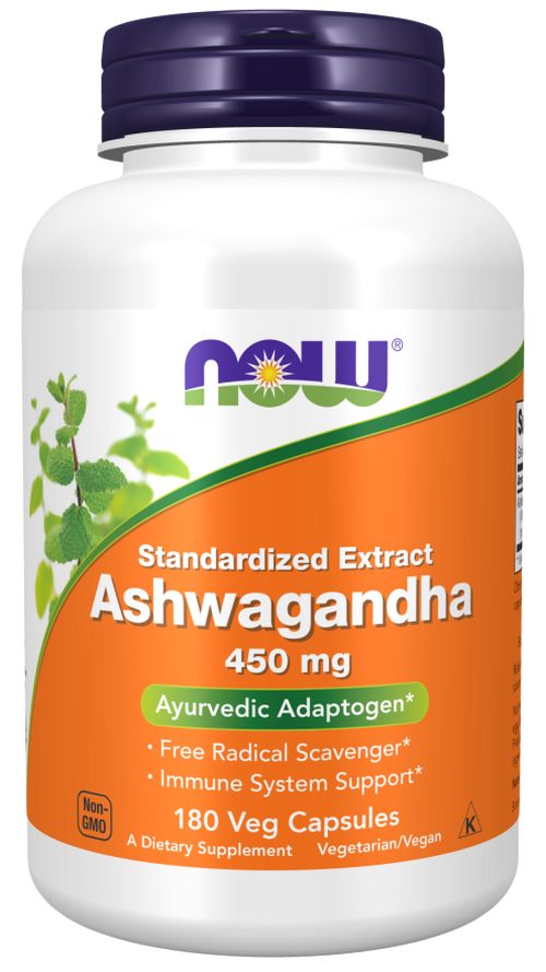 NOW® Foods NOW Ashwagandha (Vitánie snodárná) extrakt, 450 mg, 120 rostlinných kapslí