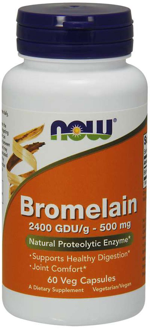 NOW® Foods NOW Bromelain, 500 mg, 60 rostlinných kapslí