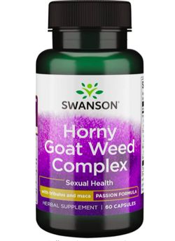 Swanson Horny Goat Weed Complex (Škornice extrakt s Kotvičníkem a Macou), 60 kapslí