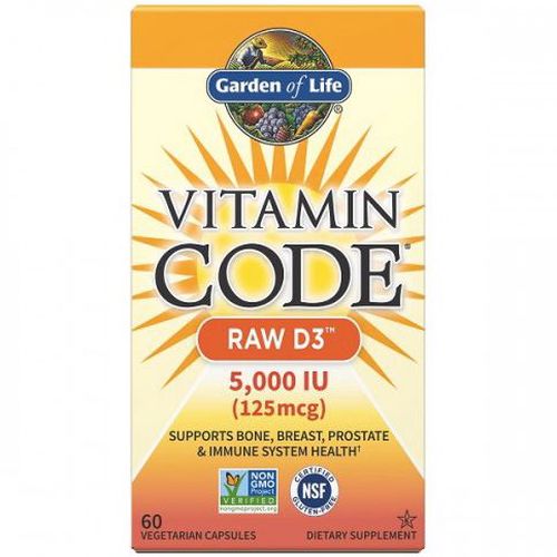 Garden of Life Vitamin Code RAW D3, 5000 IU, 60 kapsúl