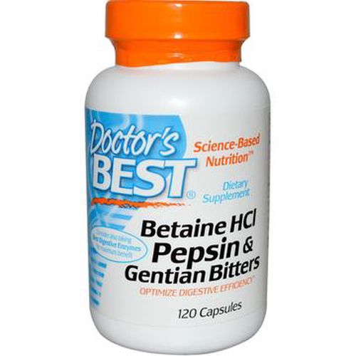 Doctor's Best Betaine HCl + Pepsin & Gentian Bitters (horec), 120 kapsúl