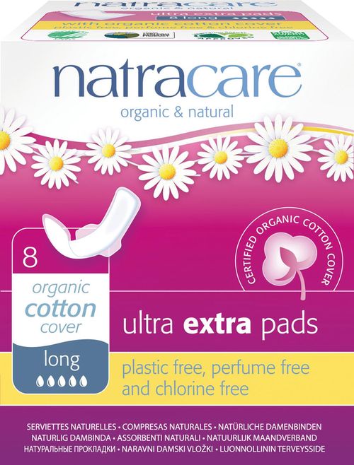 NATRACARE Menstruační vložky Ultra Extra Long s křidélky 8 ks